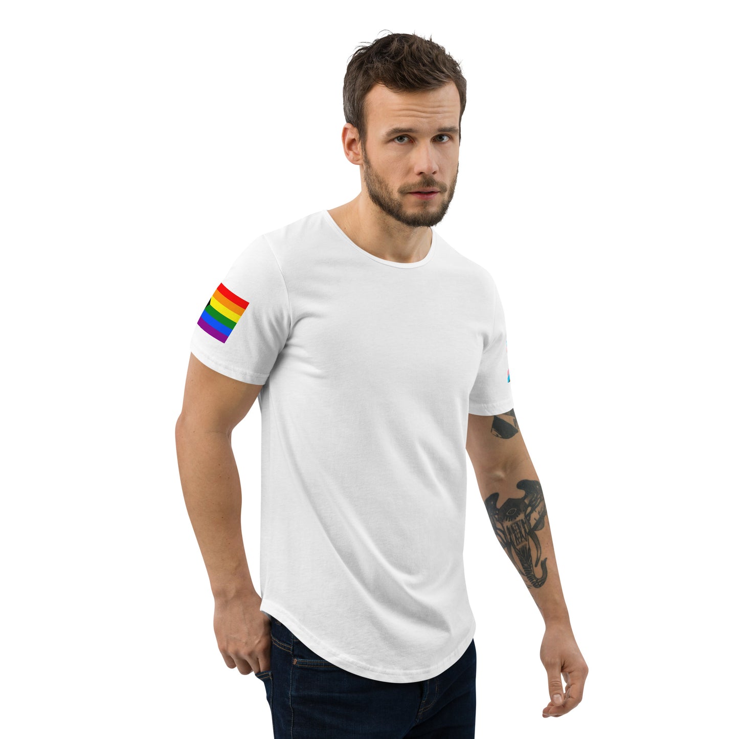 Progress Pride Flag Curved Hem T-Shirt