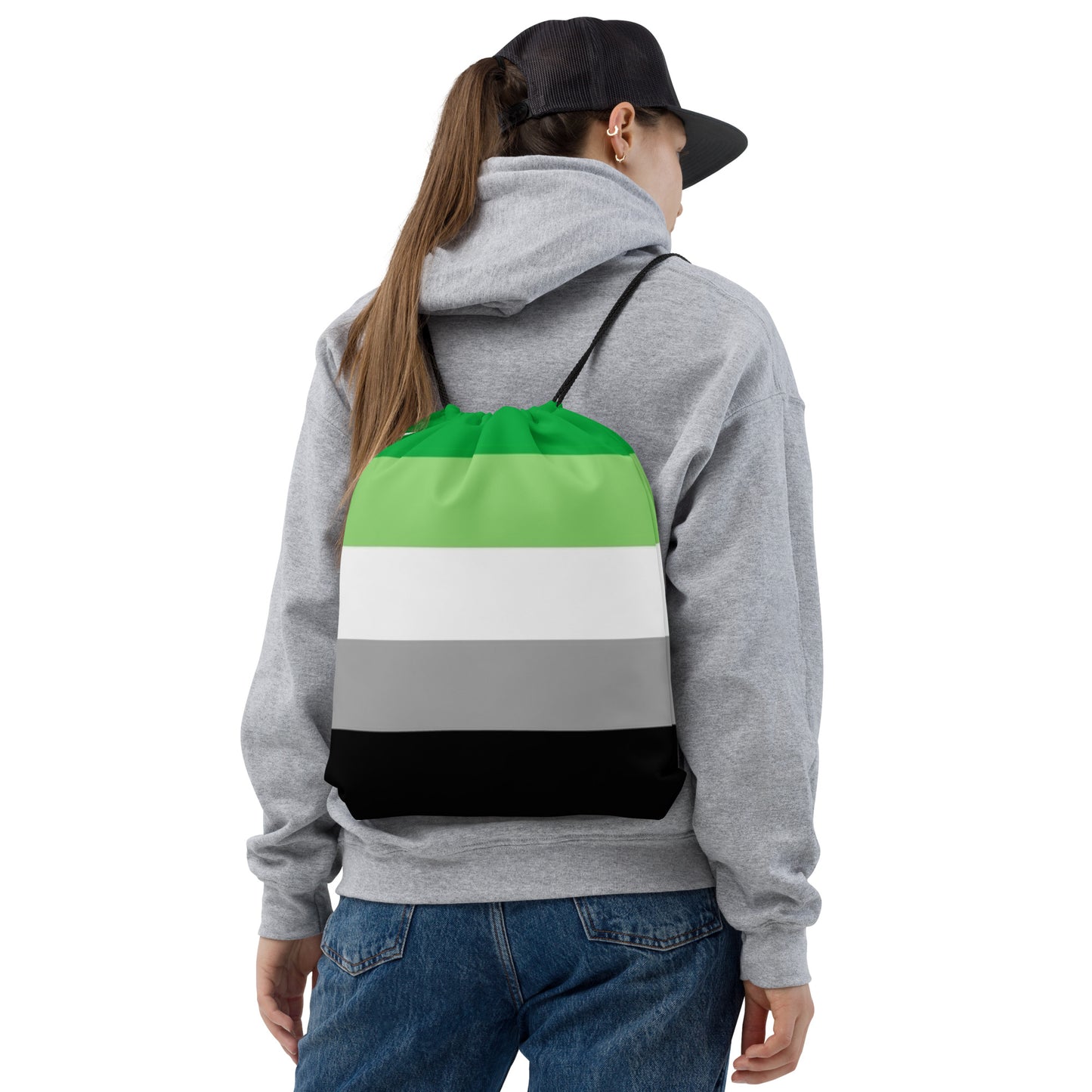 Aromantic Pride Flag Drawstring Bag