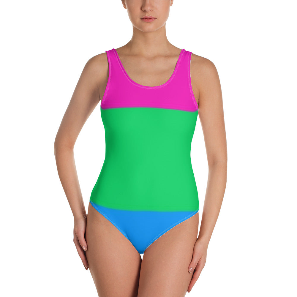 Polysexual Pride Flag One-Piece Swimsuit