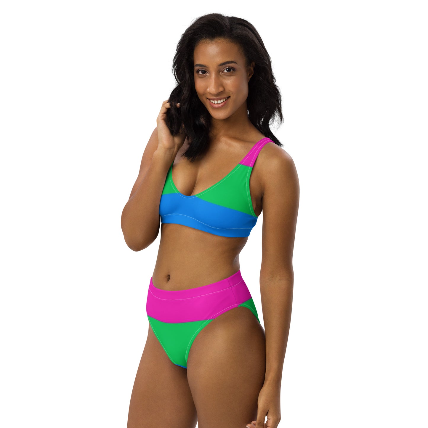 Polysexual Pride Flag Recycled High-Waisted Bikini