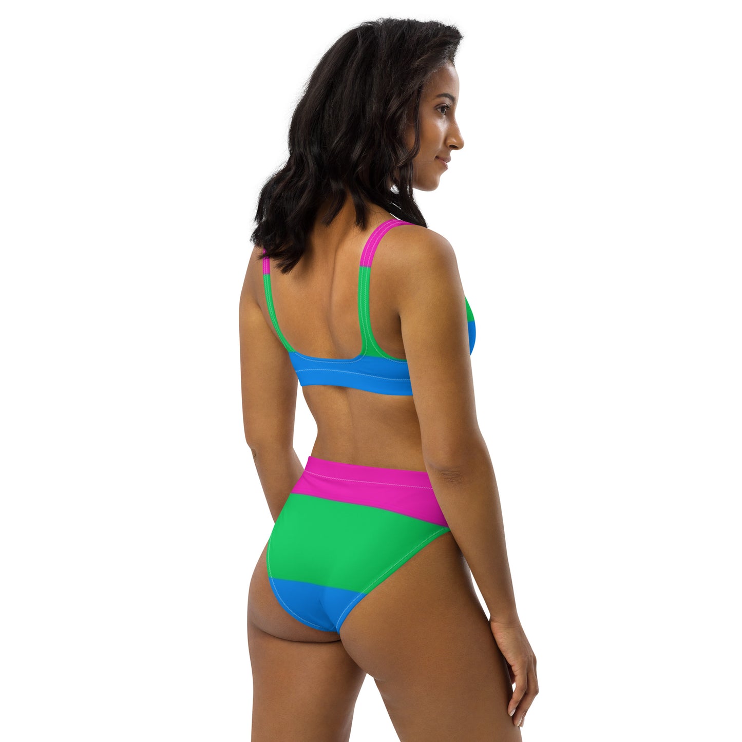 Polysexual Pride Flag Recycled High-Waisted Bikini