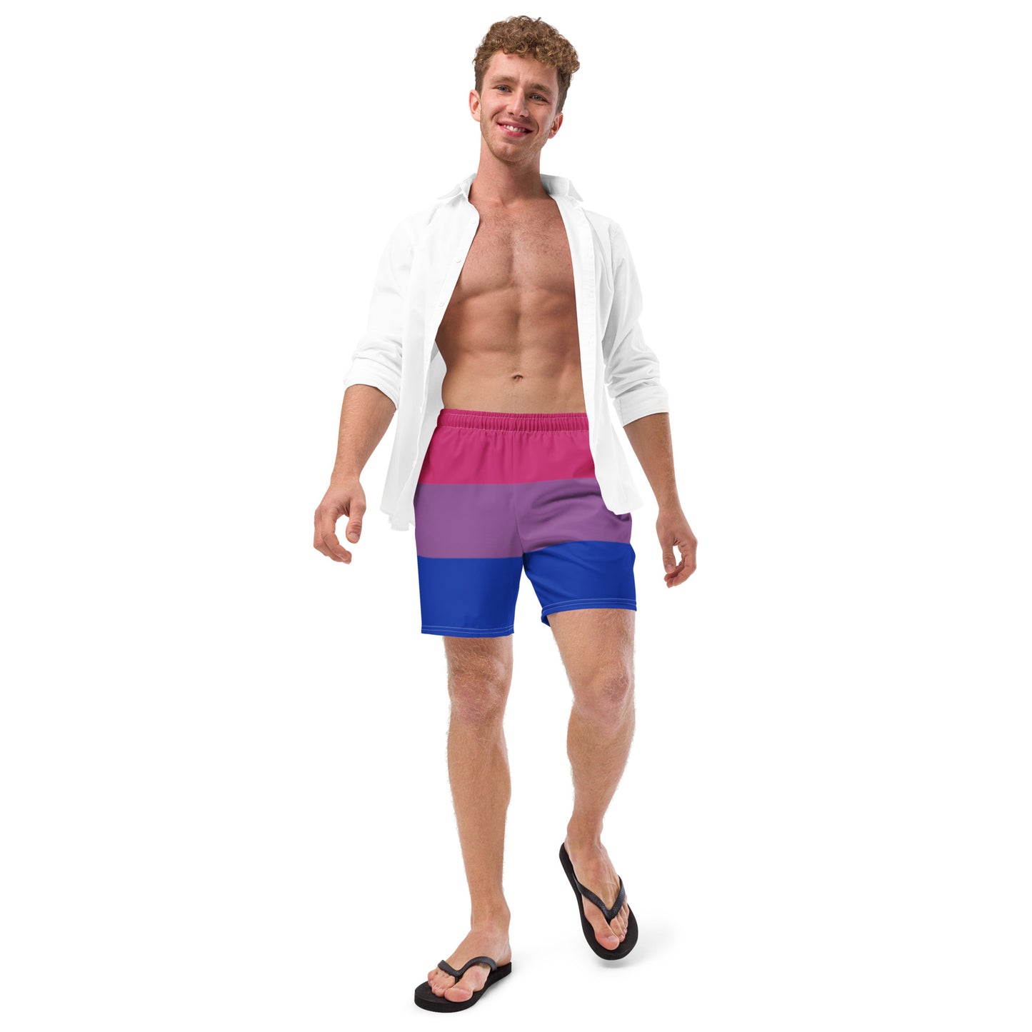 Bisexual Pride Flag swim trunks