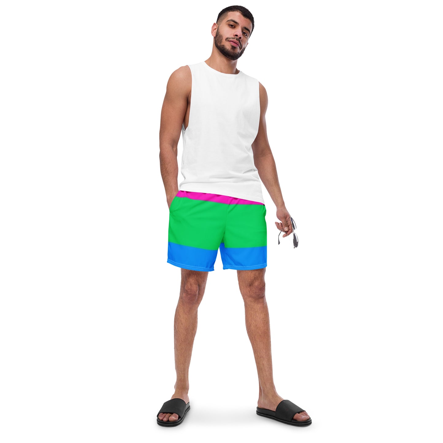 Polysexual Pride Flag Swim Trunks