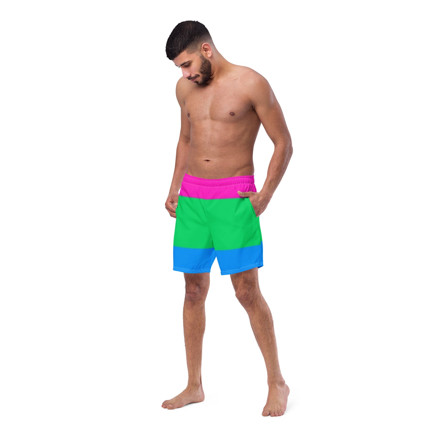 Polysexual Pride Flag Swim Trunks