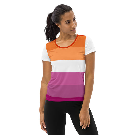 Lesbian Pride Flag Athletic T-shirt