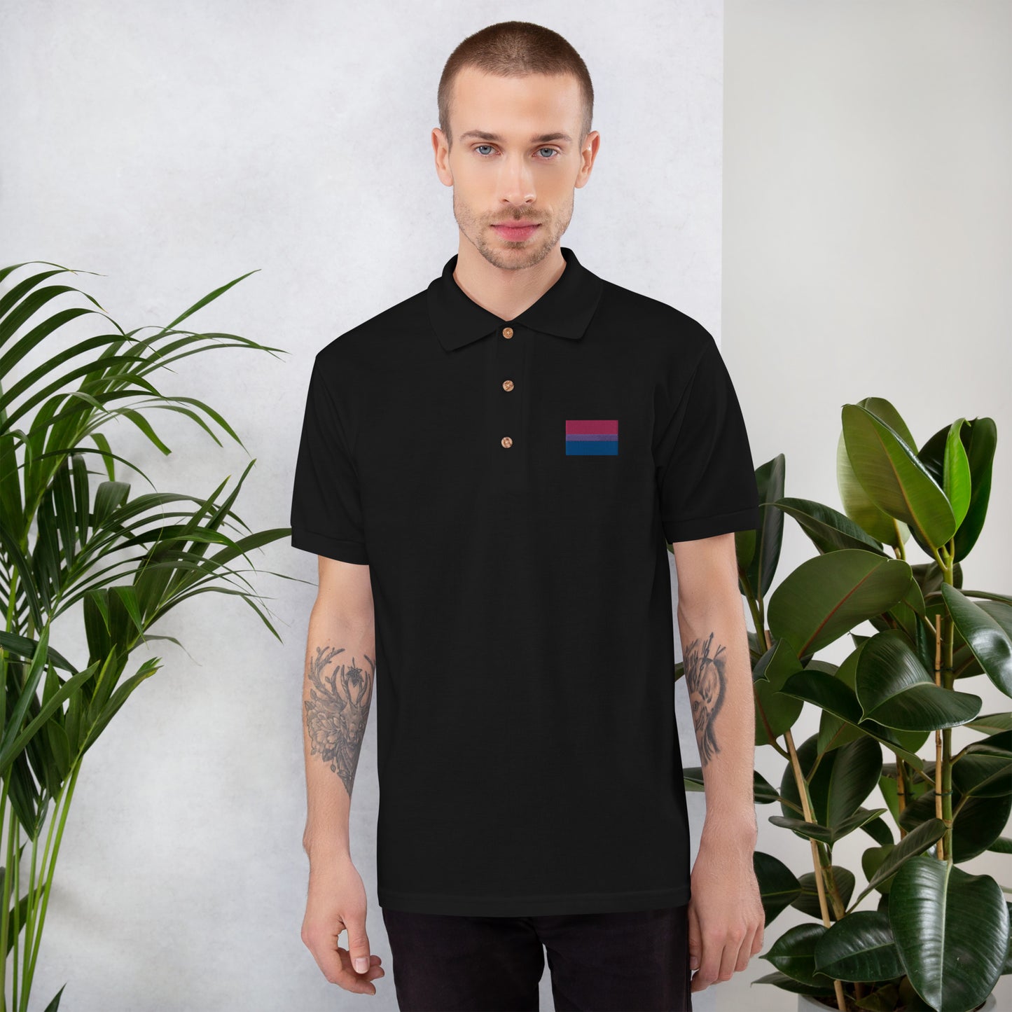 Bisexual Pride Flag Embroidered Polo Shirt