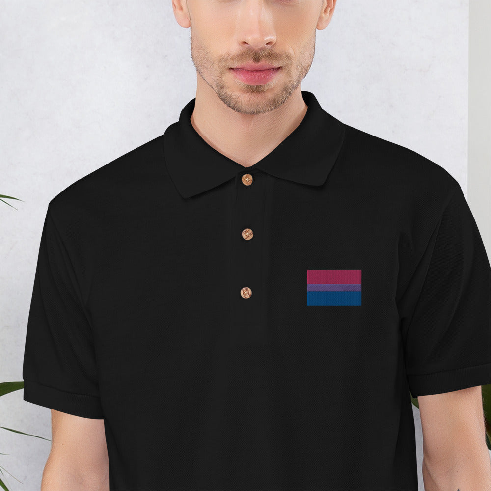 Bisexual Pride Flag Embroidered Polo Shirt