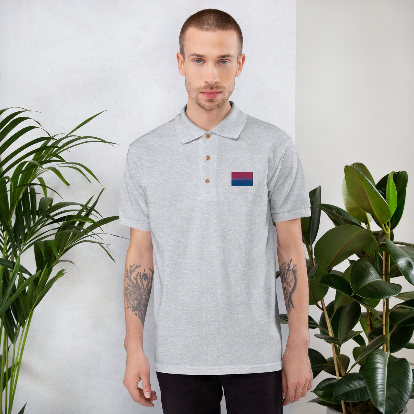 Bisexual Pride Flag Embroidered Polo Shirt