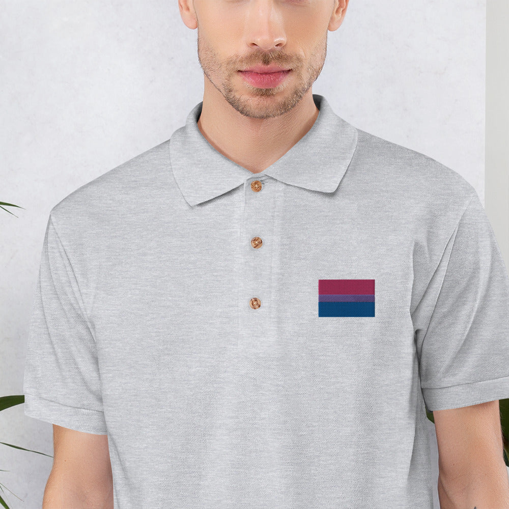 Bisexual Pride Flag Embroidered Polo Shirt