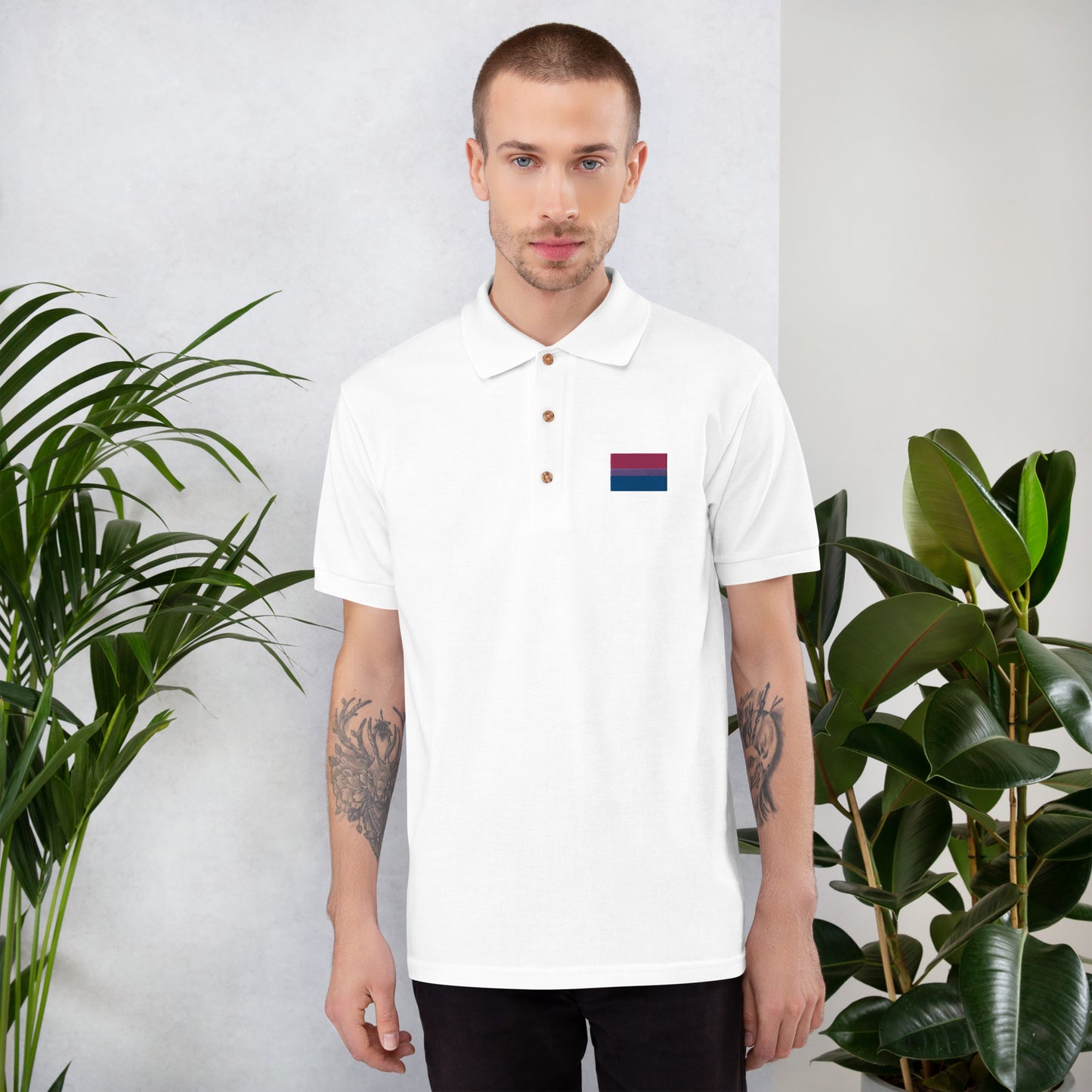 Bisexual Pride Flag Embroidered Polo Shirt