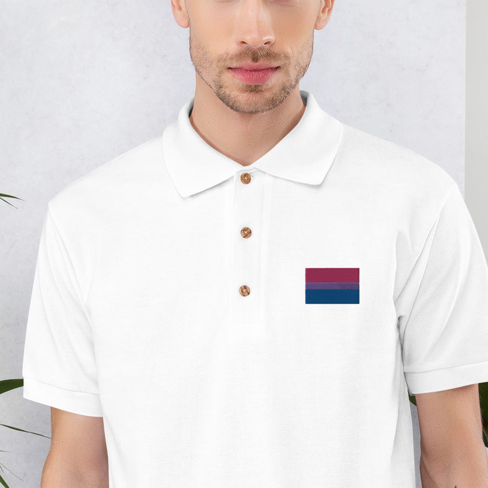 Bisexual Pride Flag Embroidered Polo Shirt