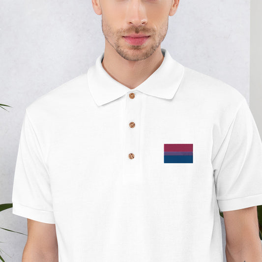 Bisexual Pride Flag Embroidered Polo Shirt