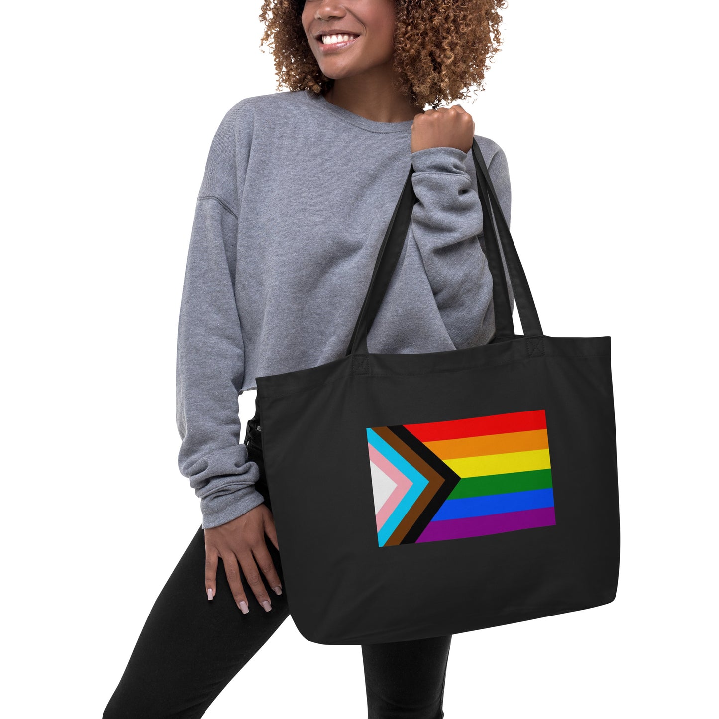 Progress Pride Flag Large Organic Tote Bag