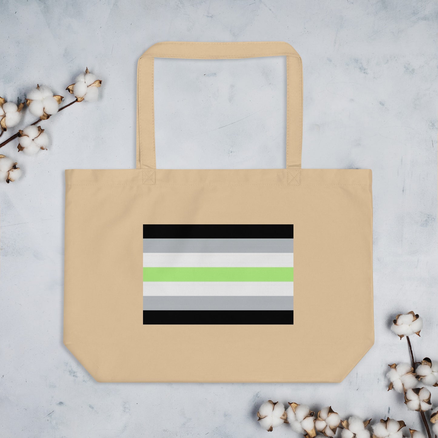 Agender Pride Flag Large Organic Tote Bag