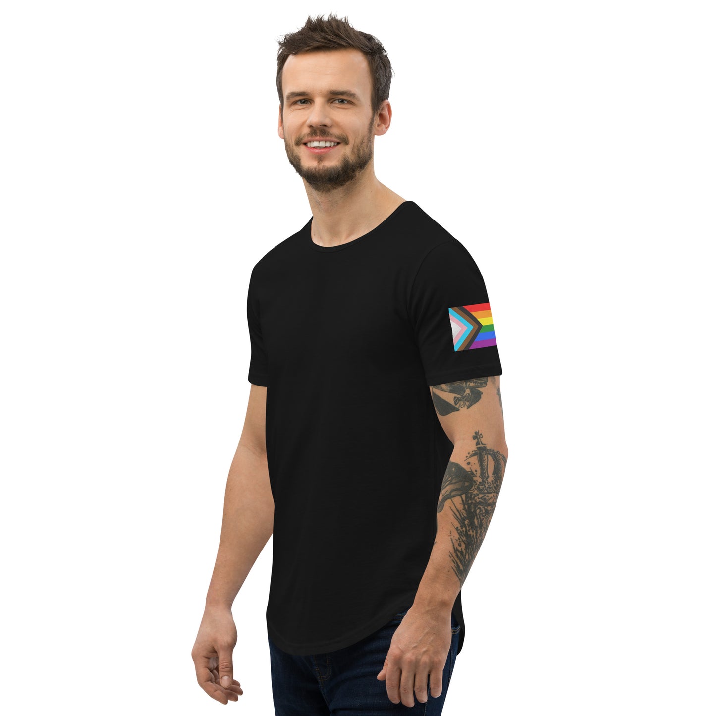 Progress Pride Flag Curved Hem T-Shirt