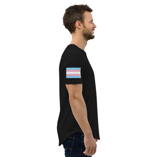 Transgender Pride Flag Curved Hem T-Shirt