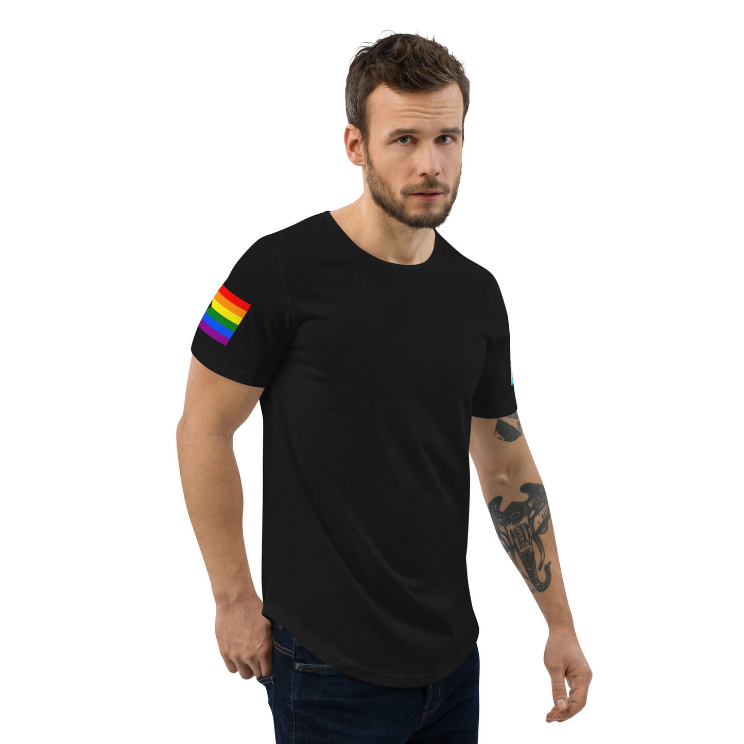 Progress Pride Flag Curved Hem T-Shirt