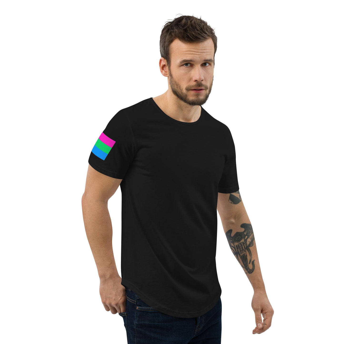 Polysexual Pride Flag Curved Hem T-Shirt