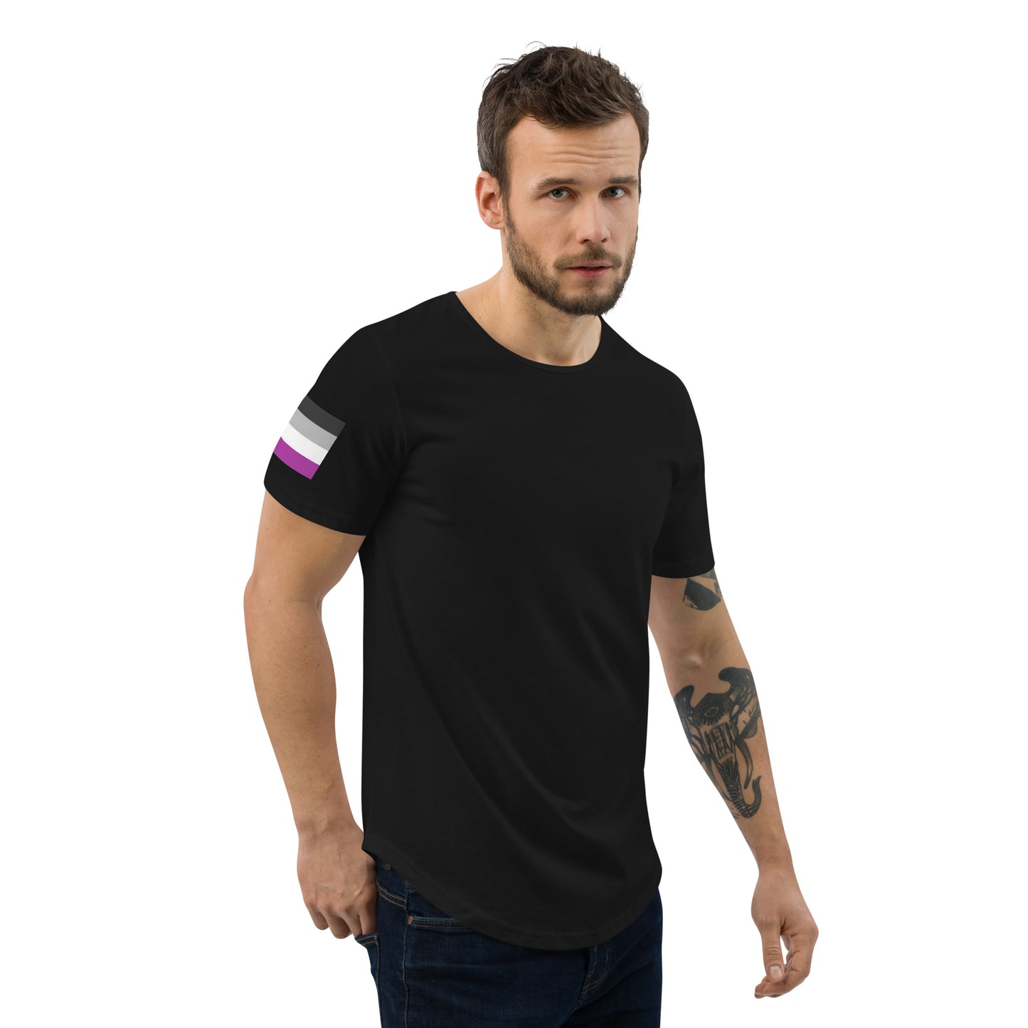 Asexual Pride Flag Curved Hem T-Shirt