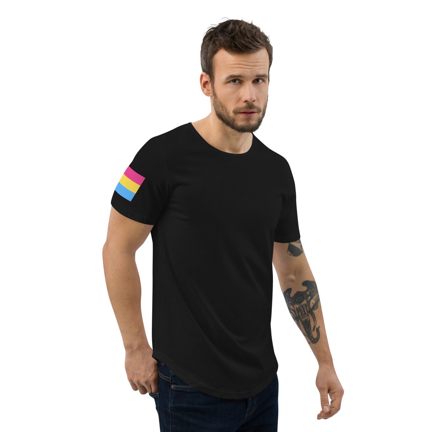 Pansexual Pride Flag Curved Hem T-Shirt