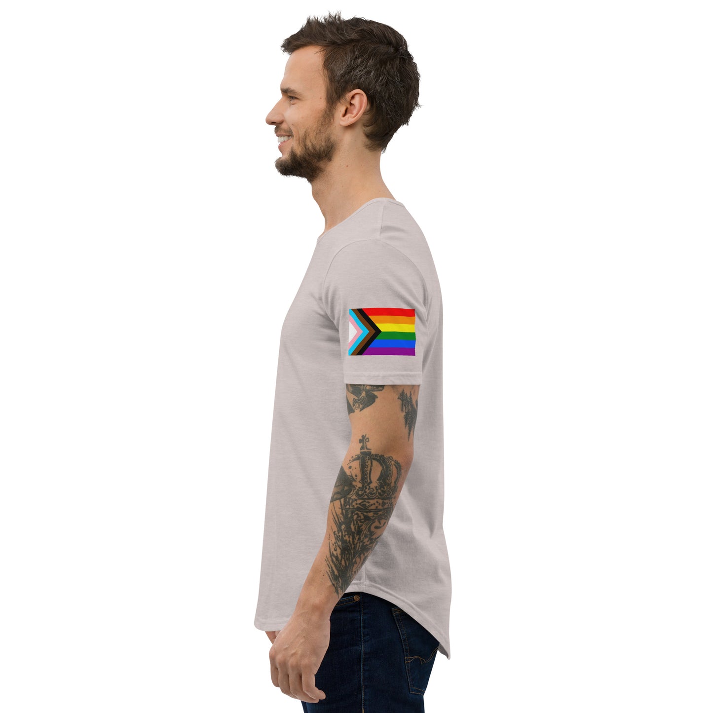 Progress Pride Flag Curved Hem T-Shirt