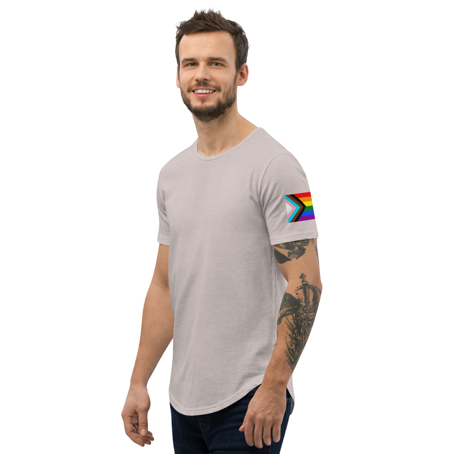 Progress Pride Flag Curved Hem T-Shirt