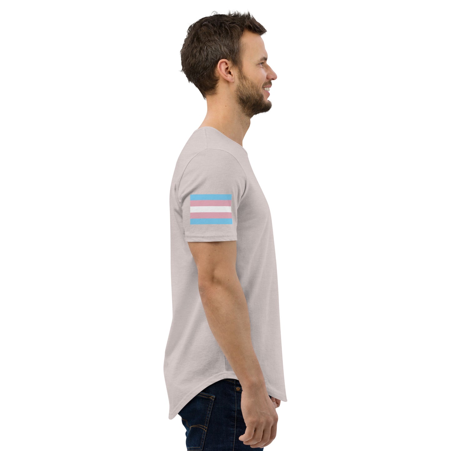 Transgender Pride Flag Curved Hem T-Shirt