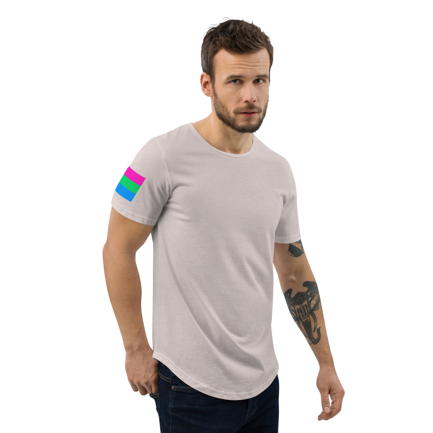 Polysexual Pride Flag Curved Hem T-Shirt