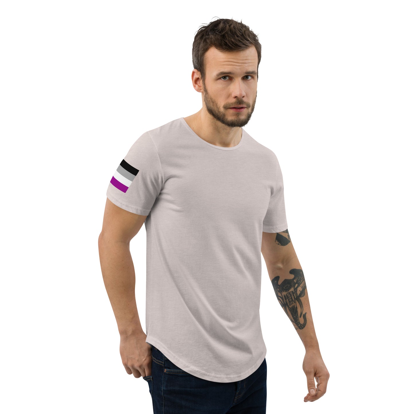 Asexual Pride Flag Curved Hem T-Shirt