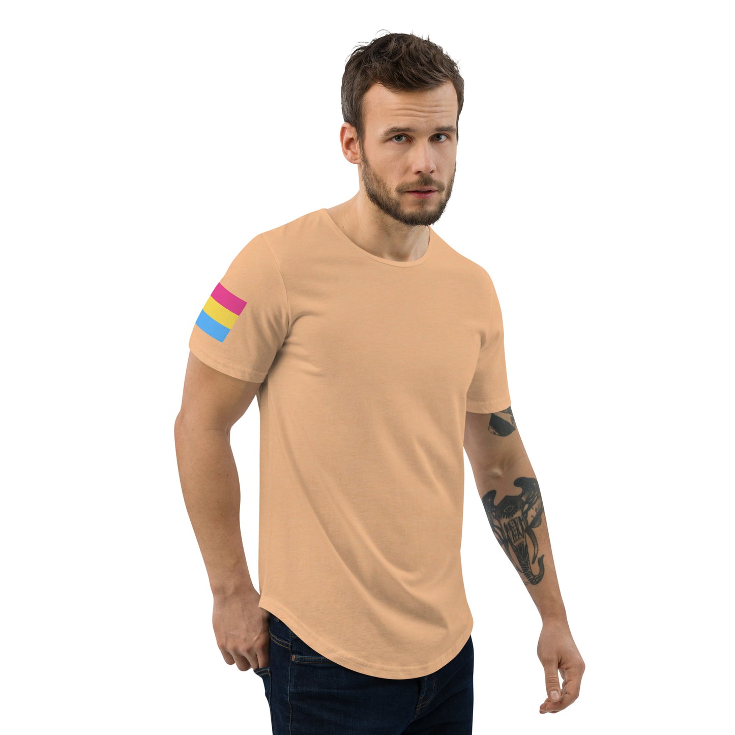 Pansexual Pride Flag Curved Hem T-Shirt