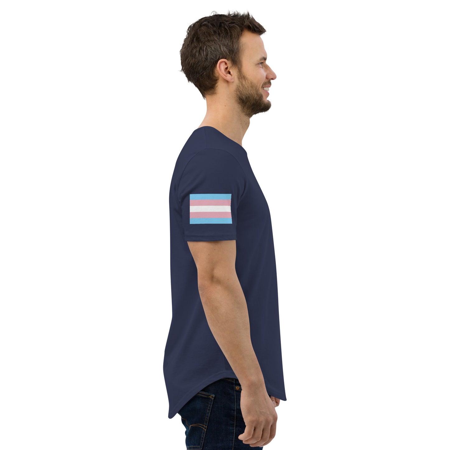 Transgender Pride Flag Curved Hem T-Shirt