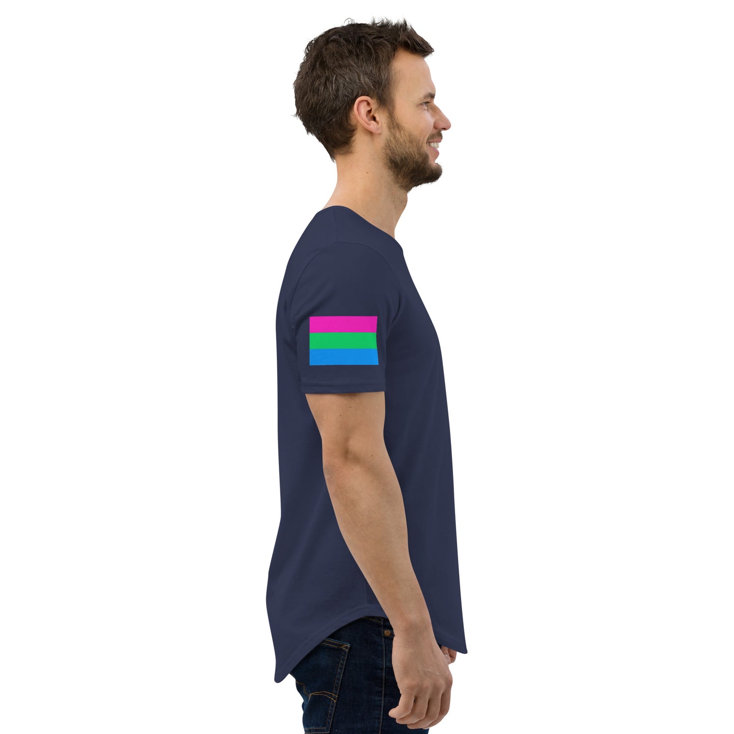 Polysexual Pride Flag Curved Hem T-Shirt