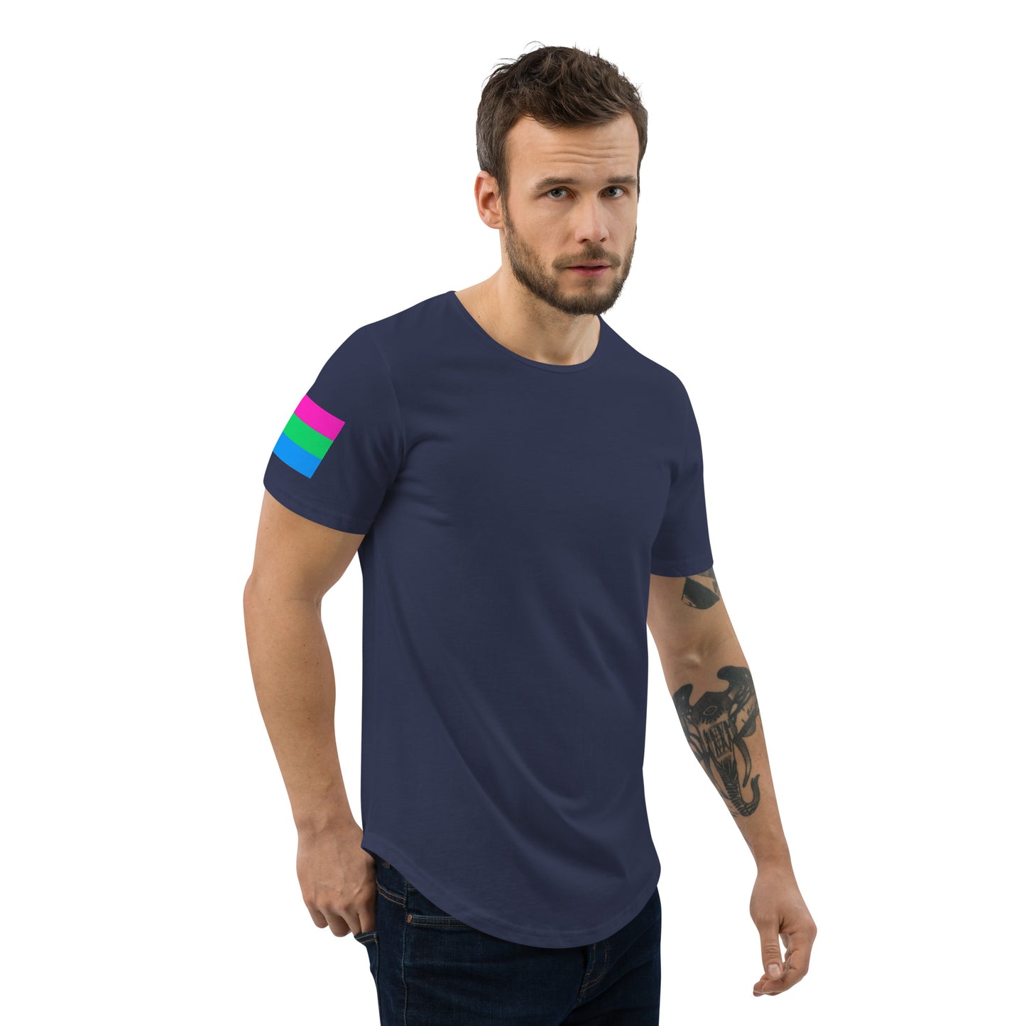 Polysexual Pride Flag Curved Hem T-Shirt