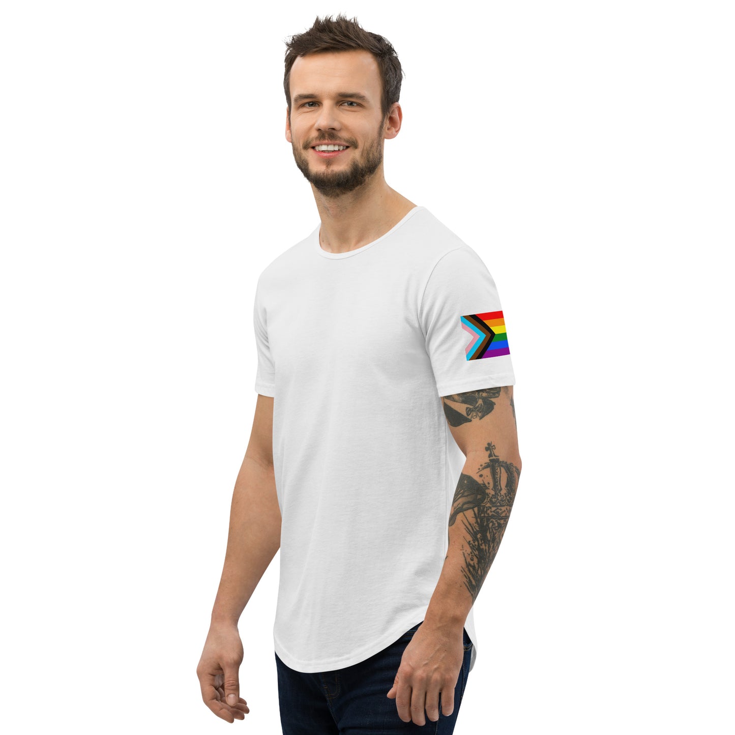 Progress Pride Flag Curved Hem T-Shirt