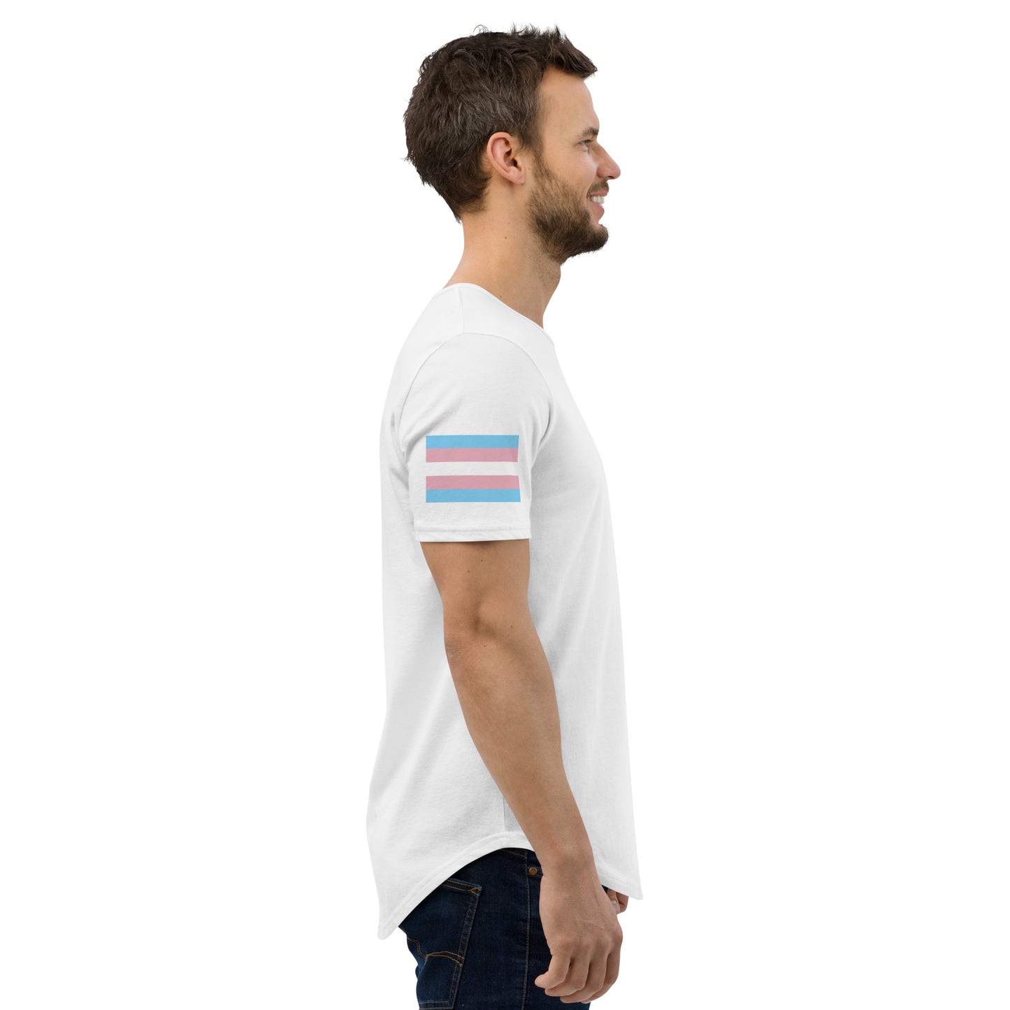 Transgender Pride Flag Curved Hem T-Shirt