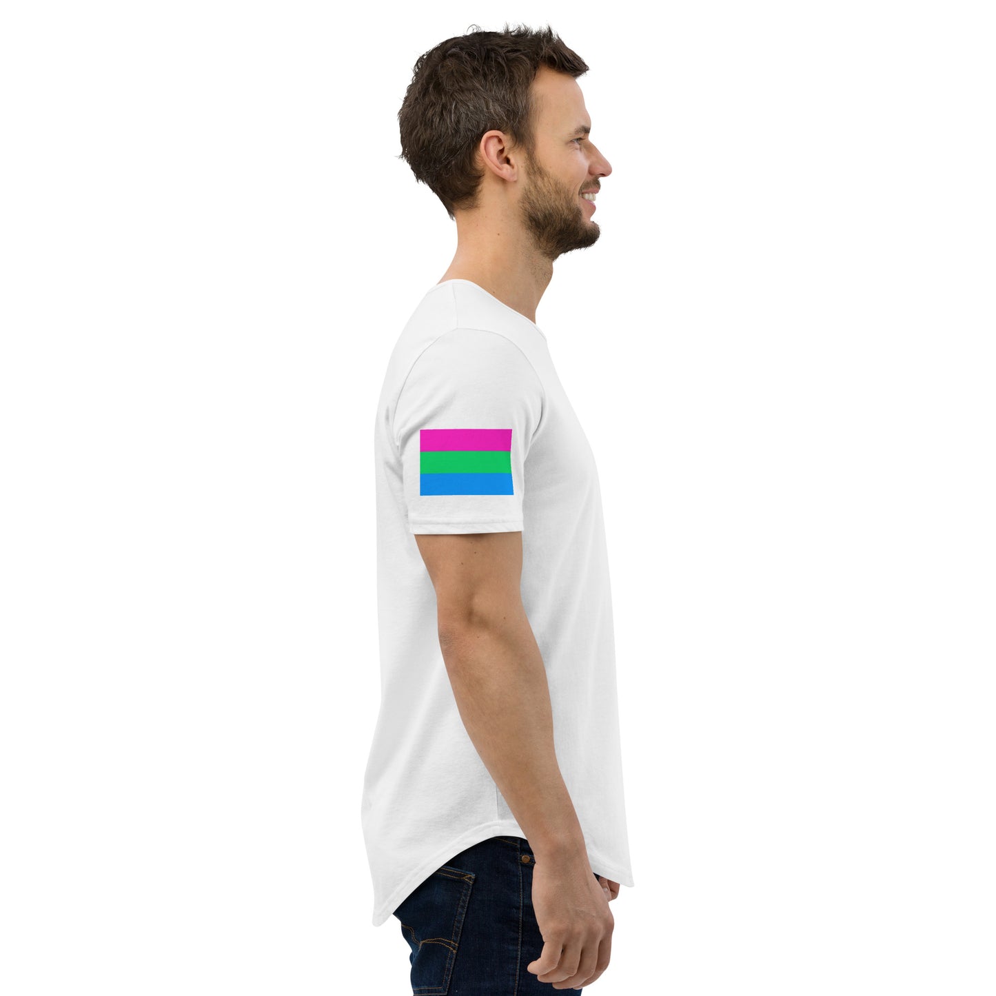 Polysexual Pride Flag Curved Hem T-Shirt