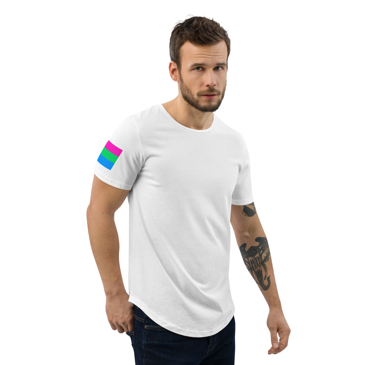 Polysexual Pride Flag Curved Hem T-Shirt