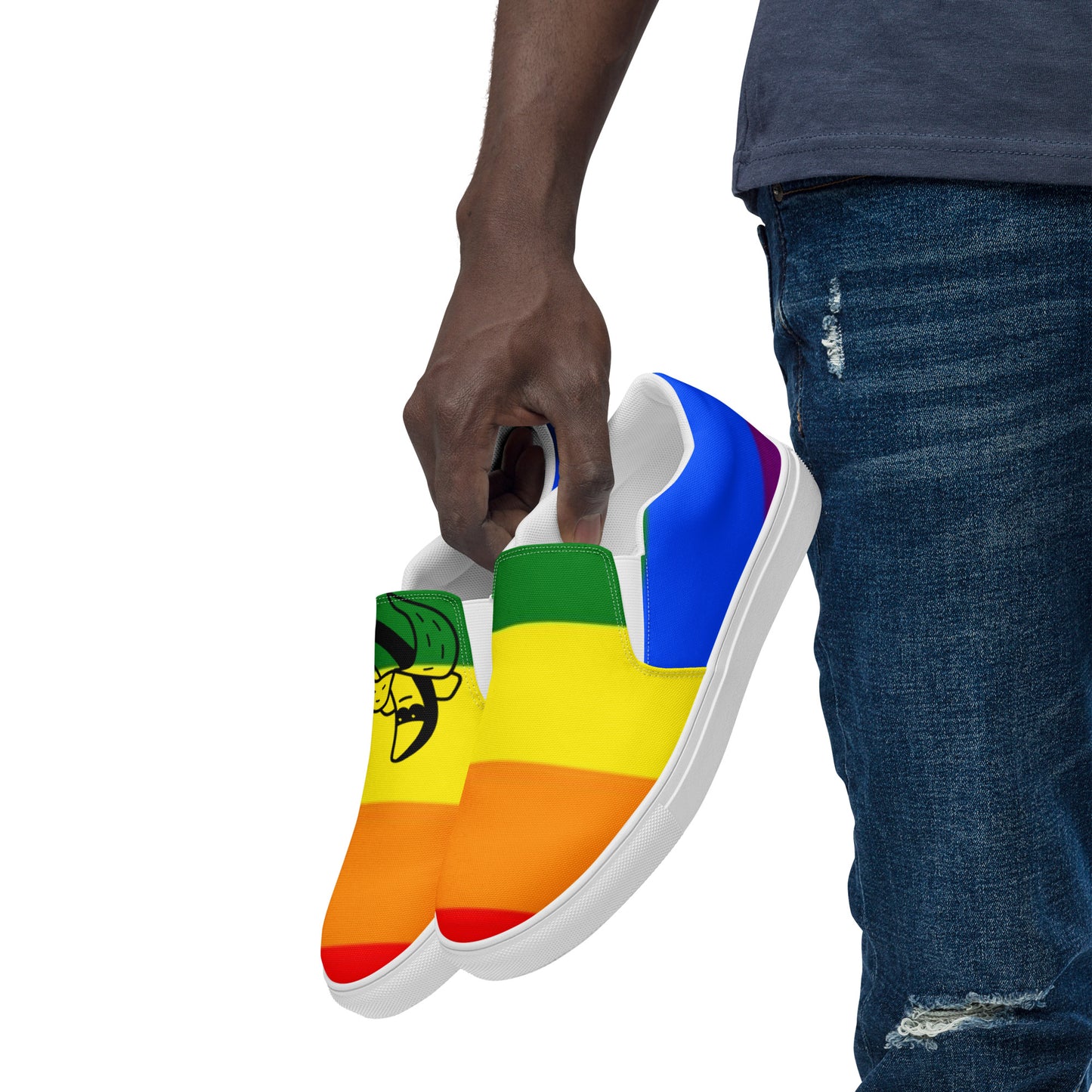 Pride Flag Men’s Sized Slip-On Canvas Shoes