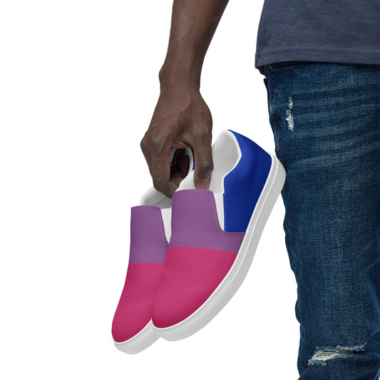 Bisexual Pride Flag Men’s sized Slip-On Canvas Shoes