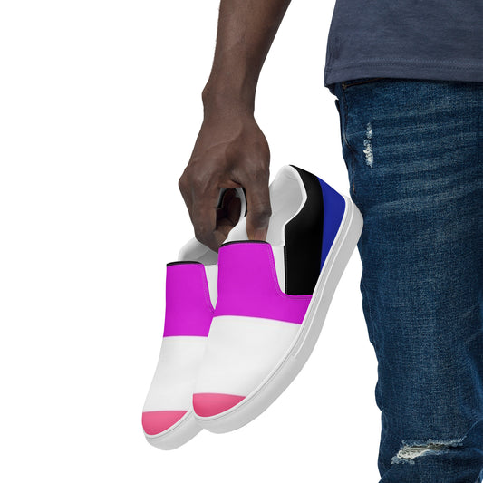 Genderfluid Pride Flag Men’s Sized Slip-On Canvas Shoes