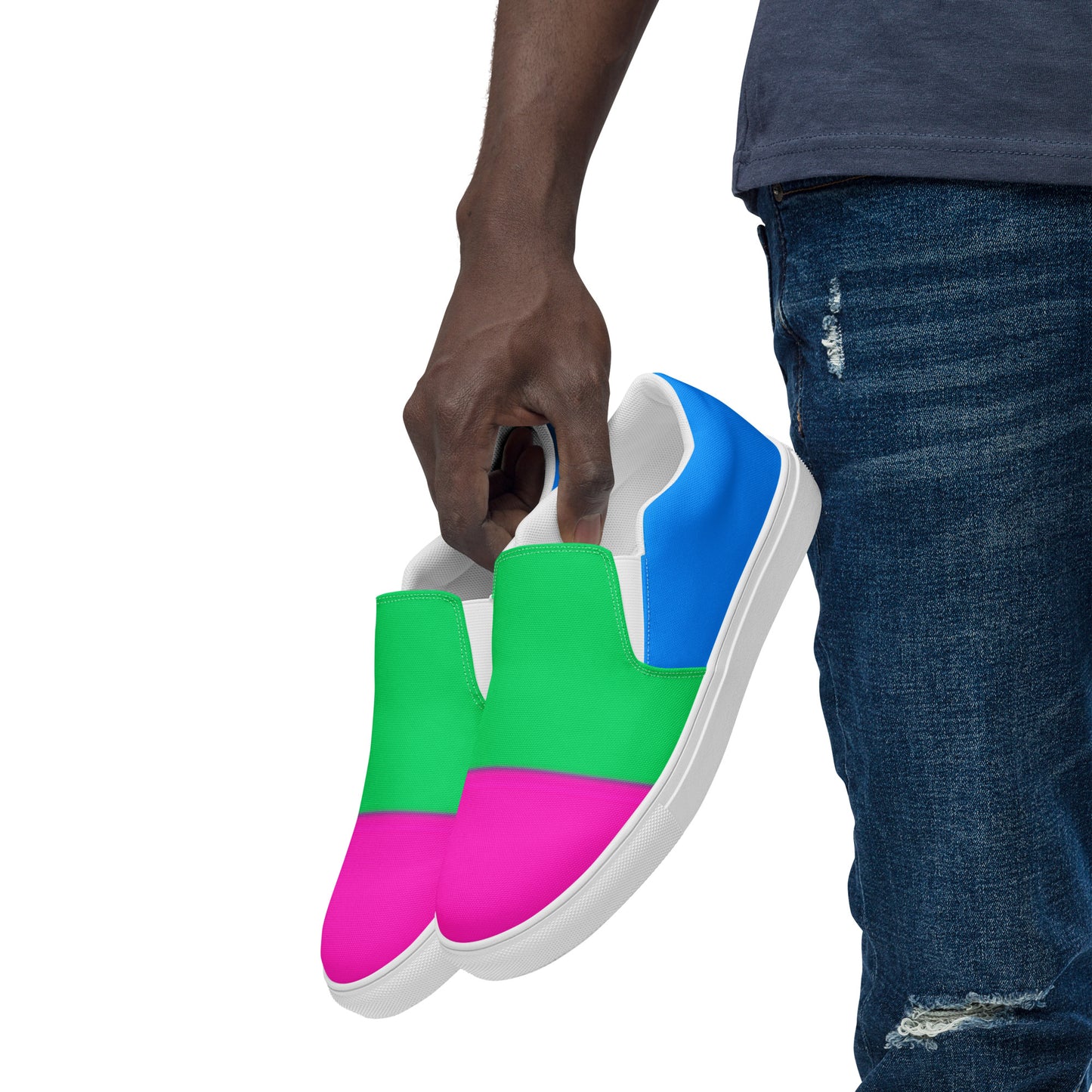 Polysexual Pride Flag Men’s Sized Slip-On Canvas Shoes