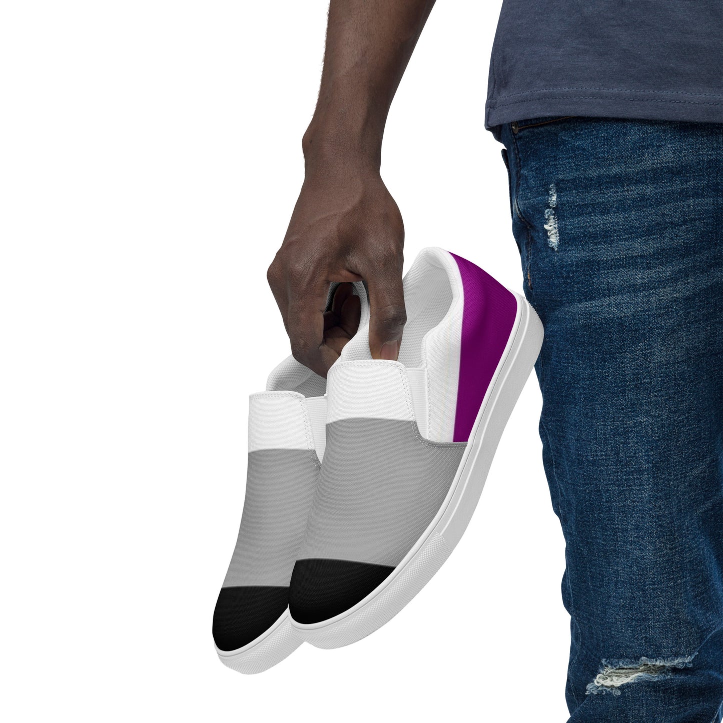 Asexual Pride Flag Men’s Sized Slip-On Canvas Shoes