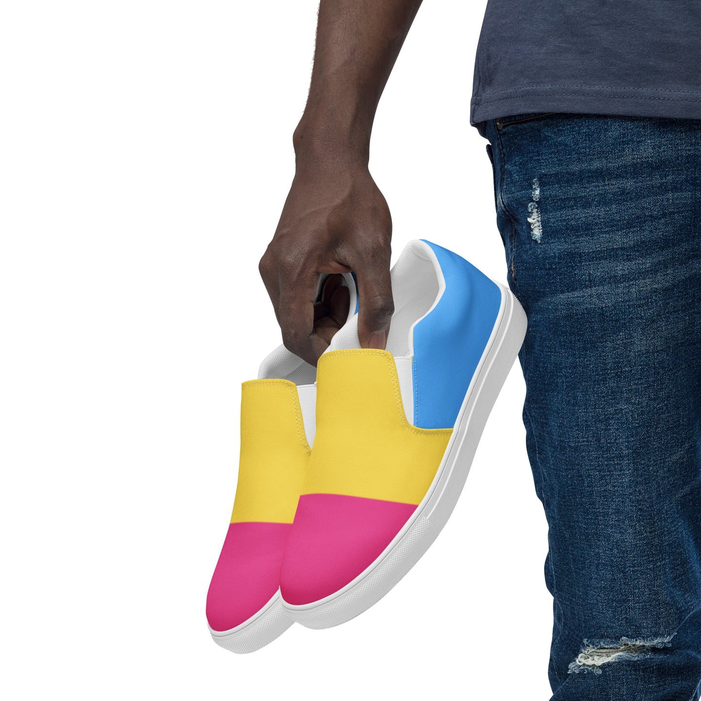 Pansexual Pride Flag Men’s Sized Slip-On Canvas Shoes