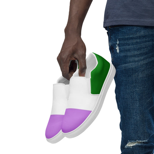 Genderqueer Pride Flag Men’s Sized Slip-On Canvas Shoes