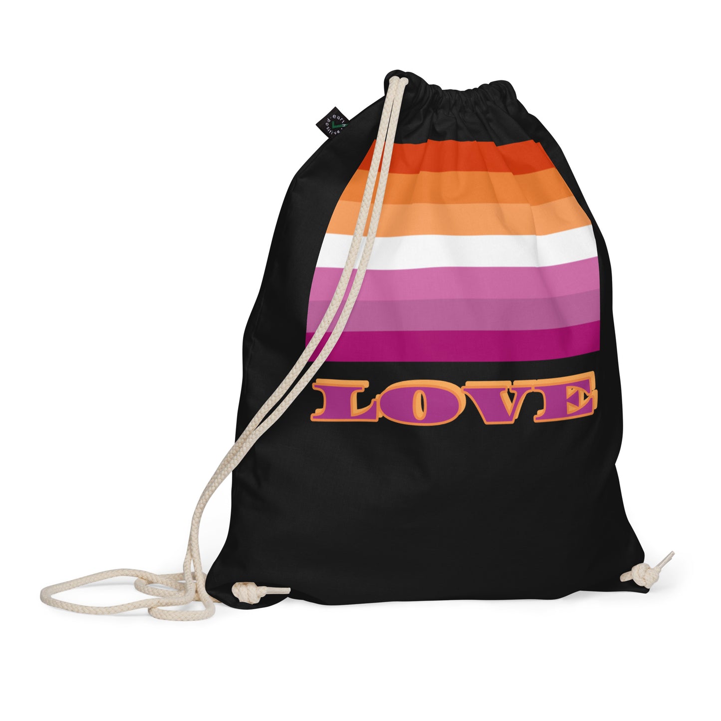 Lesbian Pride Flag Organic Cotton Drawstring Bag