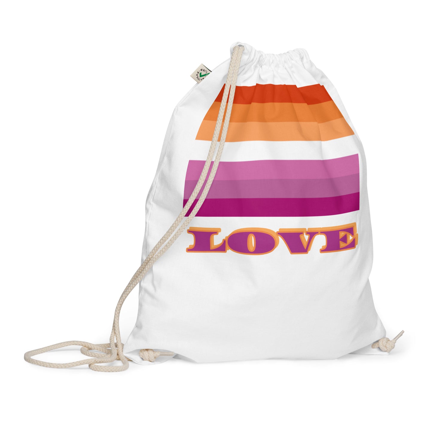 Lesbian Pride Flag Organic Cotton Drawstring Bag