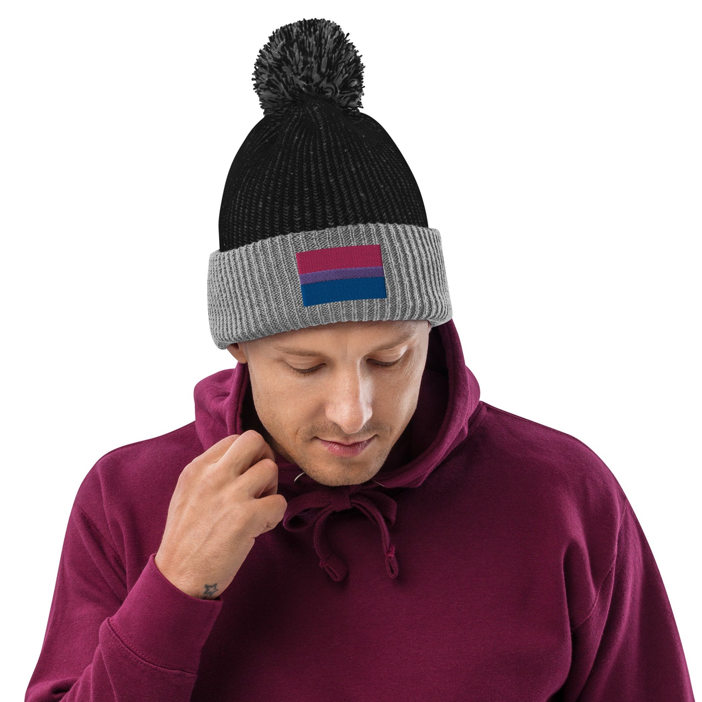 Bisexual Pride Flag Pom-Pom Beanie