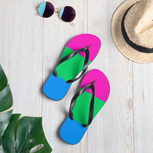 Polysexual Pride Flag Flip-Flops