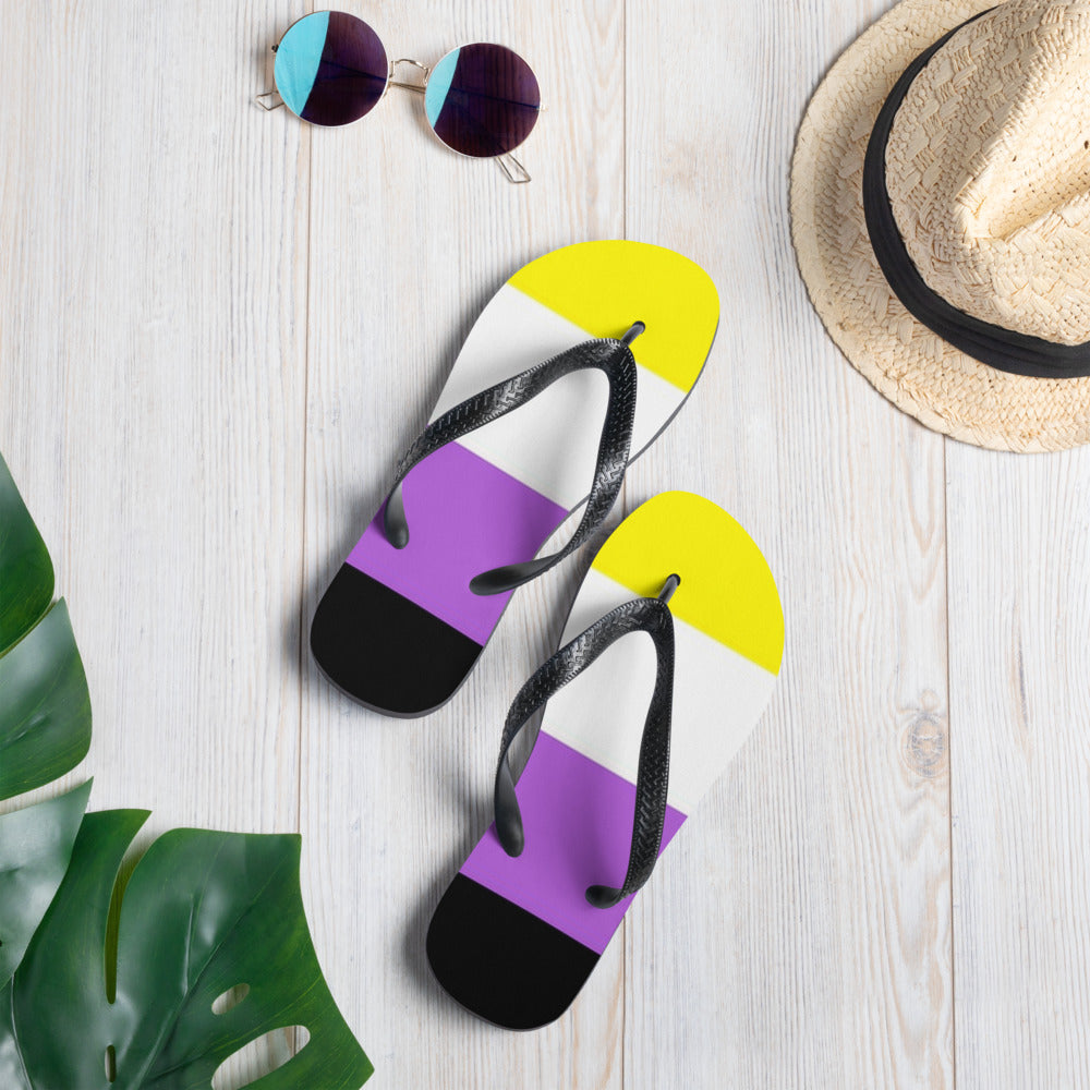 Non-Binary Pride Flag Flip-Flops