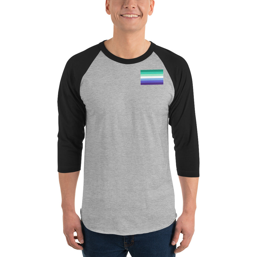 Gay Men's Pride Flag 3/4 Sleeve Raglan Shirt